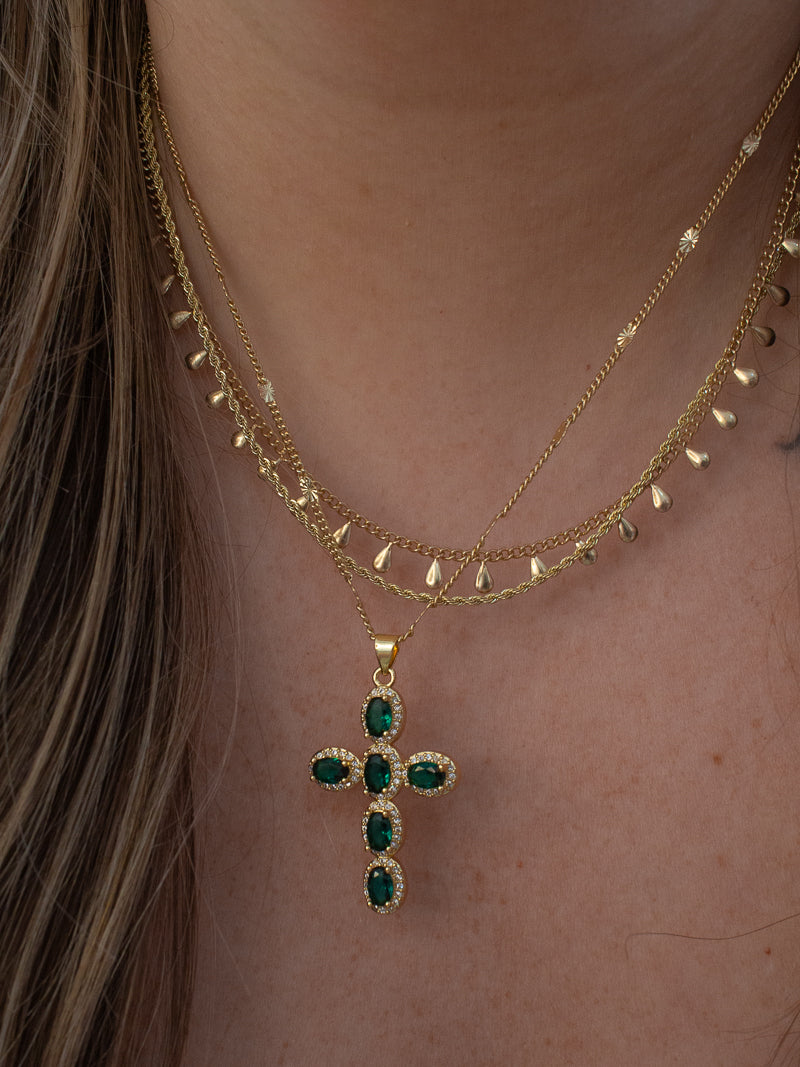 Emerald Cross Necklace | bespoke fine jewelry | Alexandra Jules