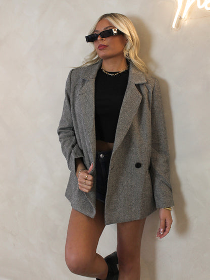 Grey oversized blazer for women