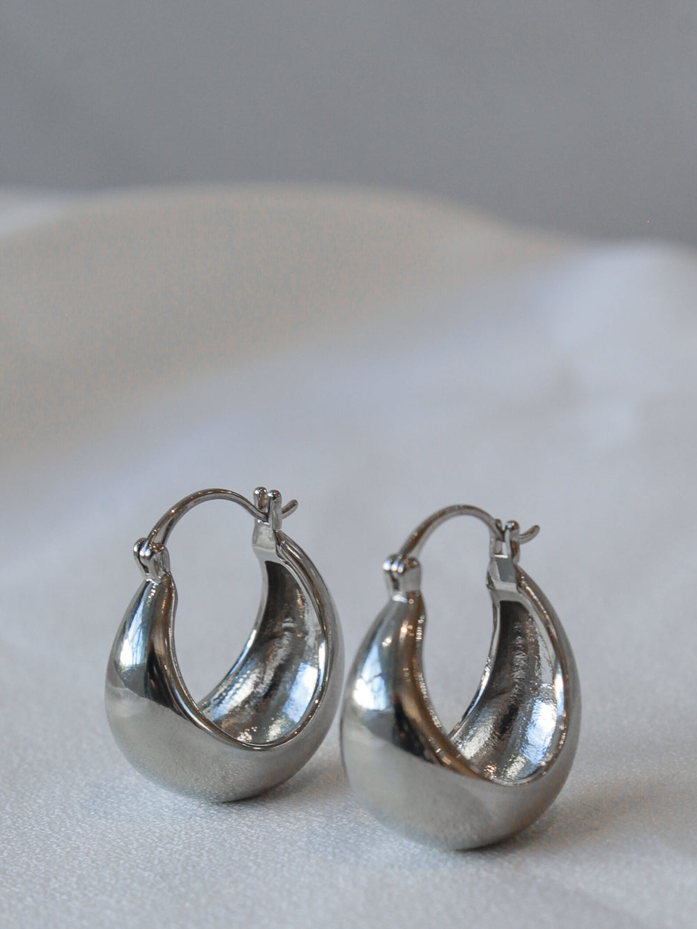 Silver chunky hoop earrings