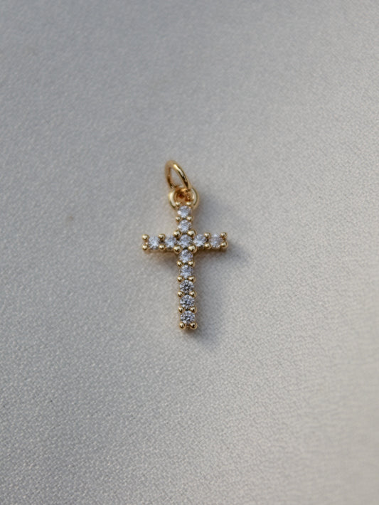 GOLD PAVE CROSS CHARM