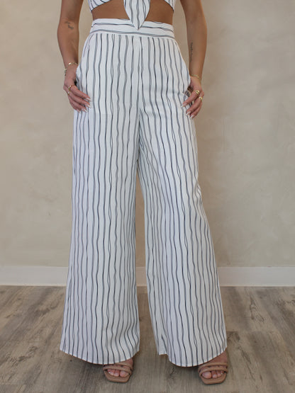 STRIPED WIDE LEG TROUSER