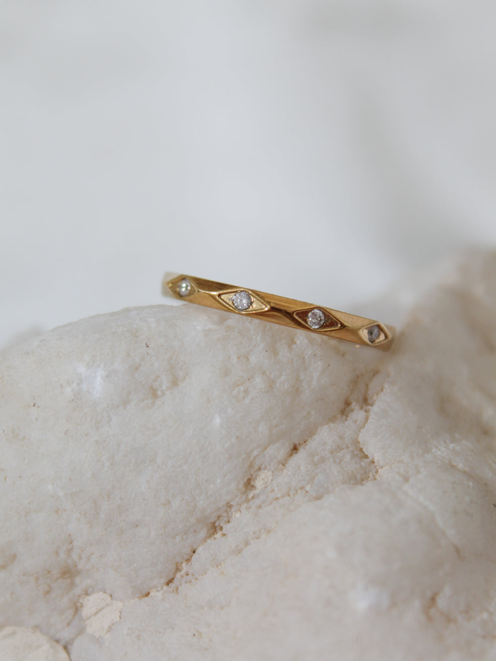 Thin Gold band with cz stones all around 