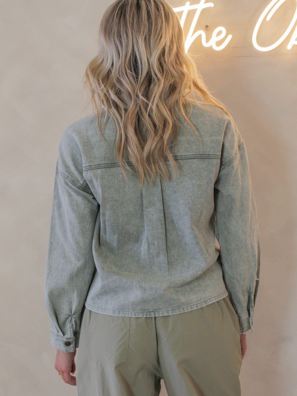 Olive Green Denim Shacket