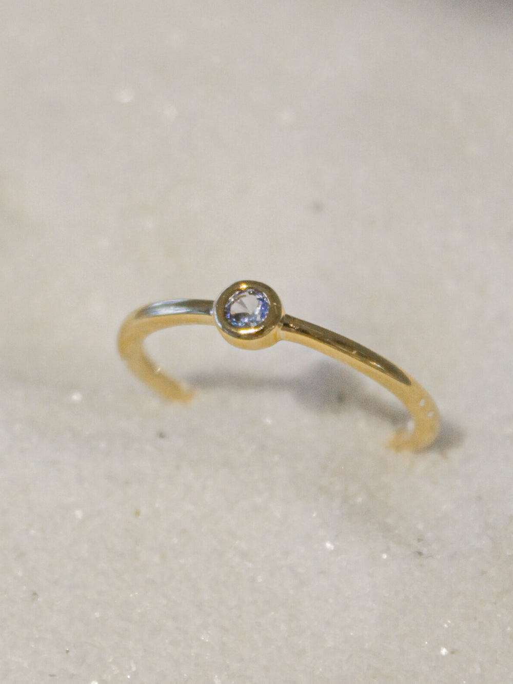 SIMPLE STUD RING WITH BLUE CZ STONE