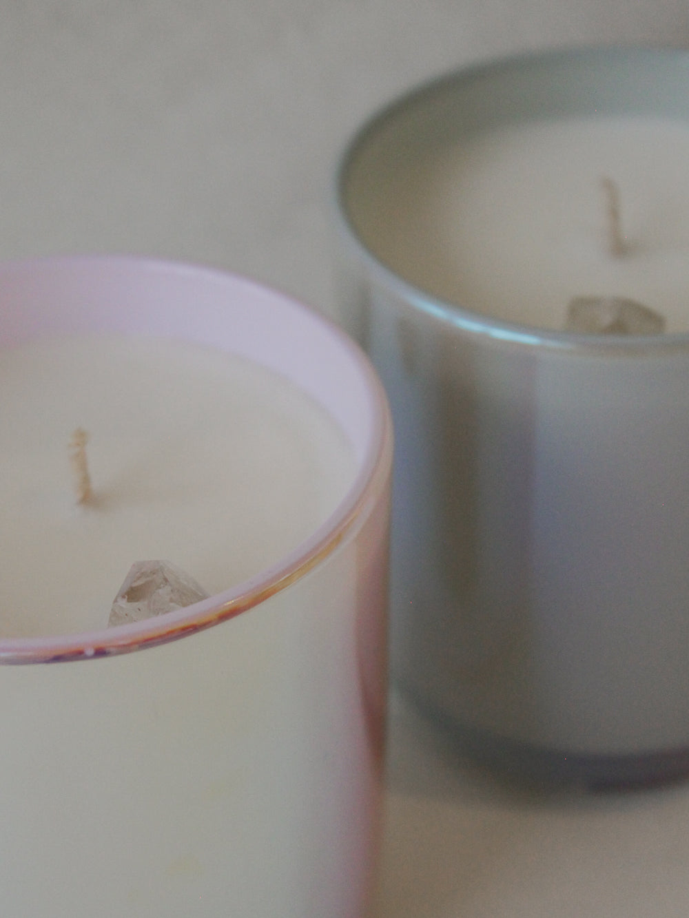 Hand poured Candles with Crystals in them