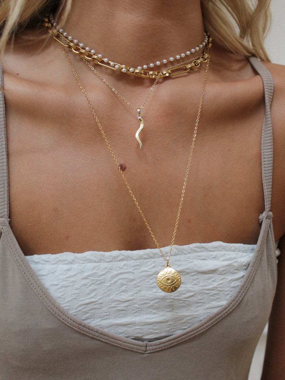 Gold Necklace stack 