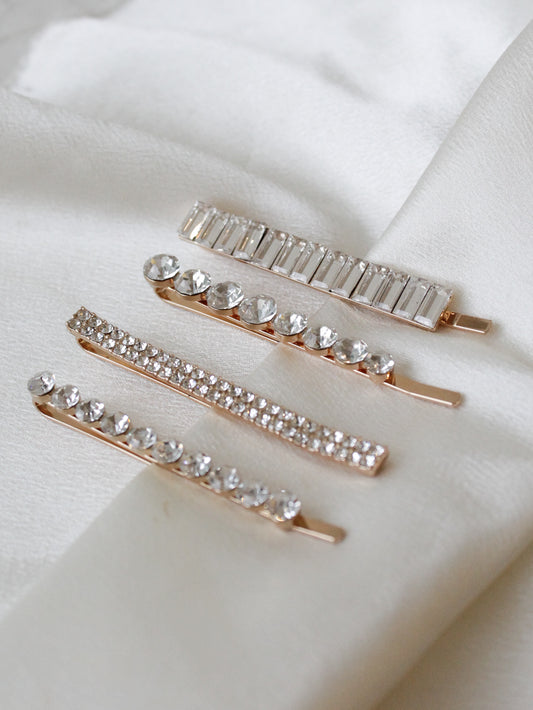 Gold Rhinestone Bobby Pin Set 