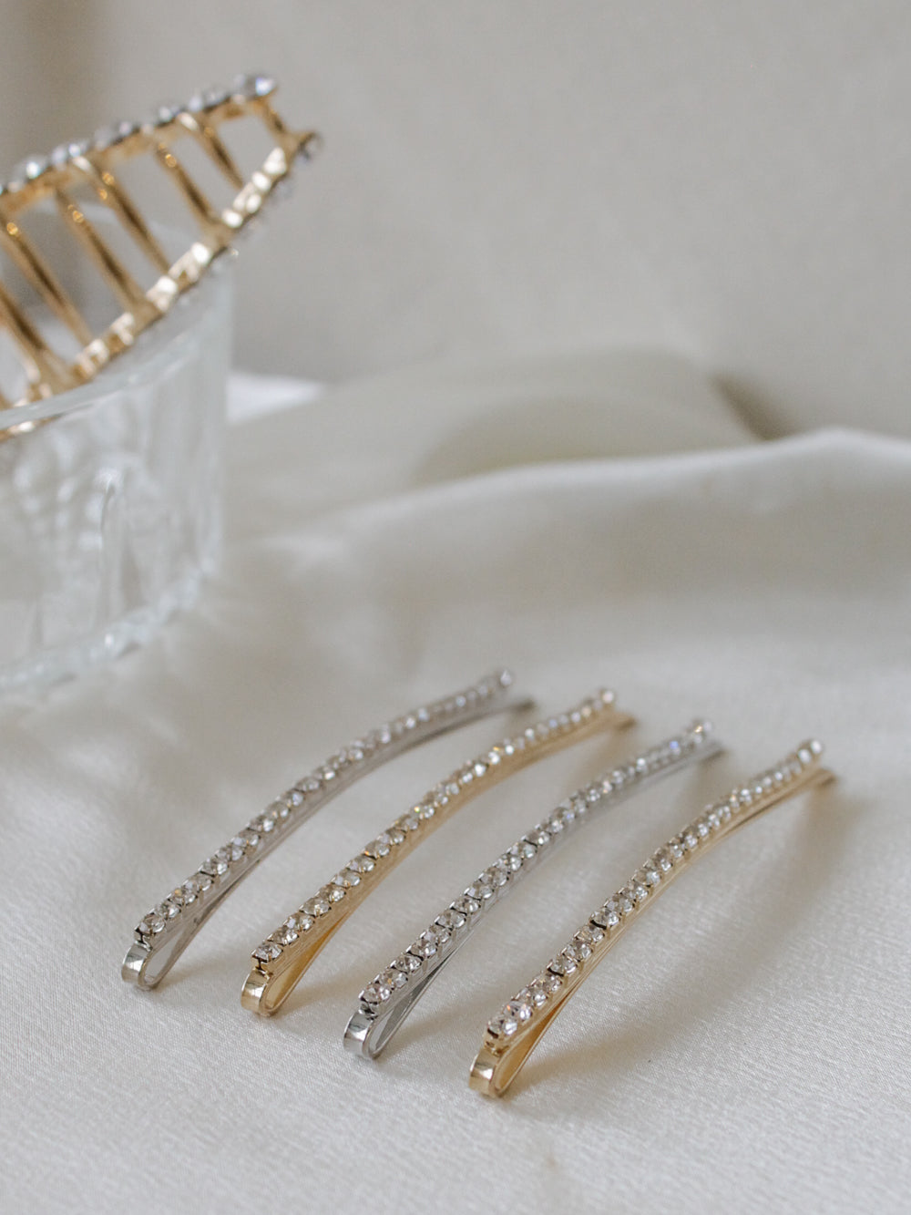 Silver and gold rhinestone bobby pins 