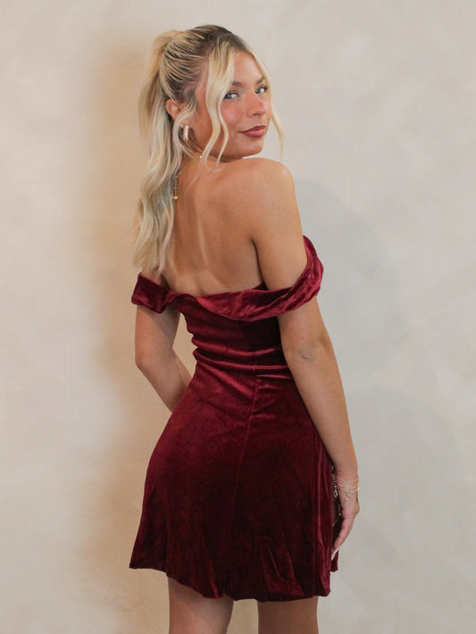 Red Off The Shoulder Holiday Dress