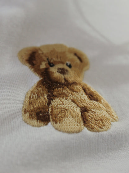 CUTE TEDDY BEAR EMBROIDERED CROPPED TEE FOR WOMEN