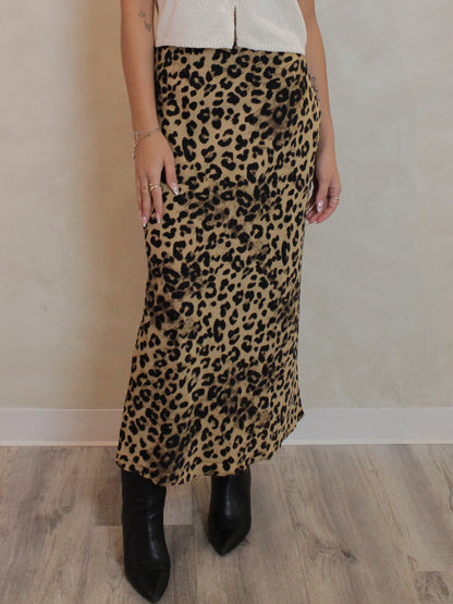 Silky Leopard Maxi Skirt 