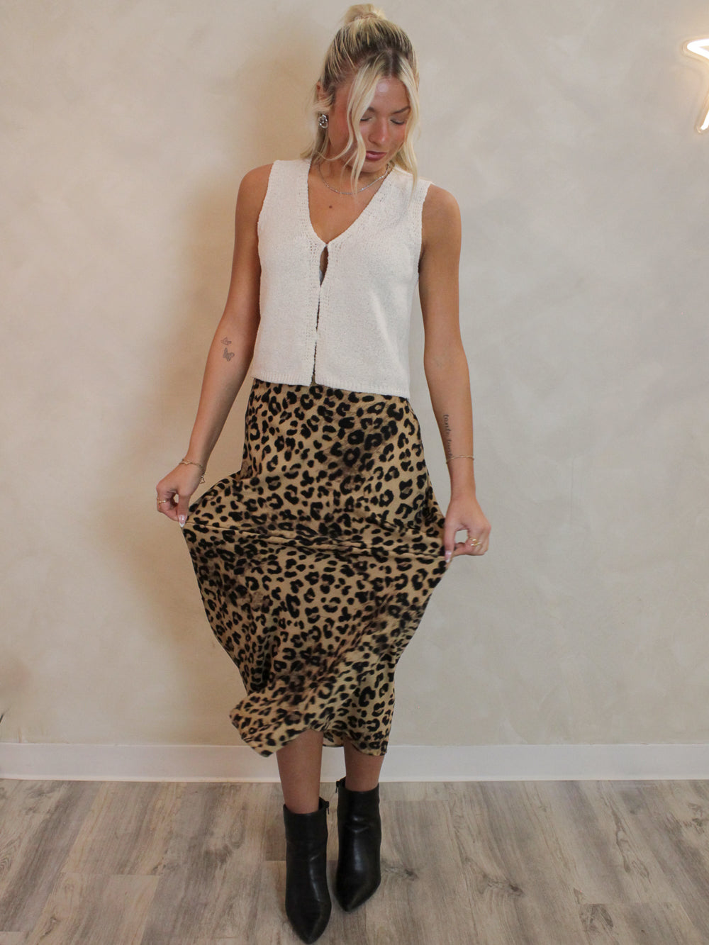 Satin Leopard Maxi Skirt 