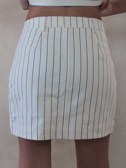 Nautical Style Stripe Denim Skirt 