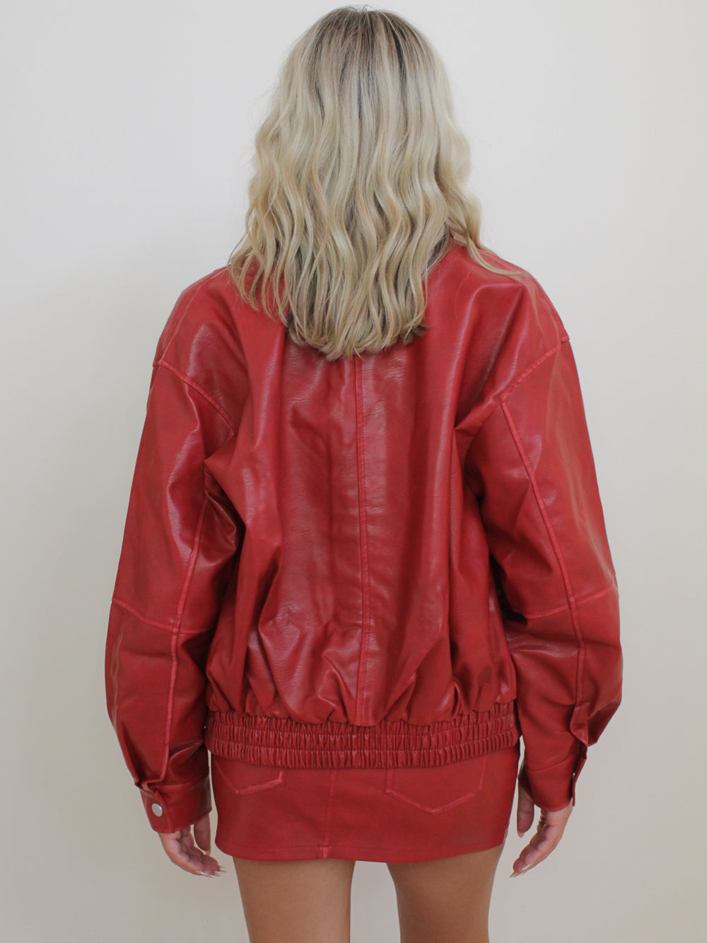 Oversized, Red leather jacket 