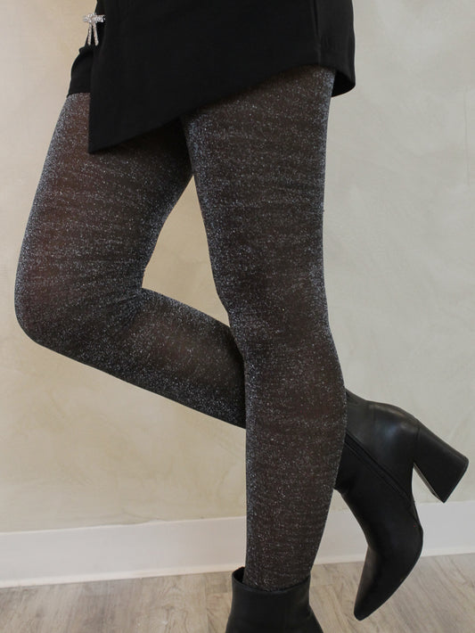 Black and Silver Shimmery Tights for Women 
