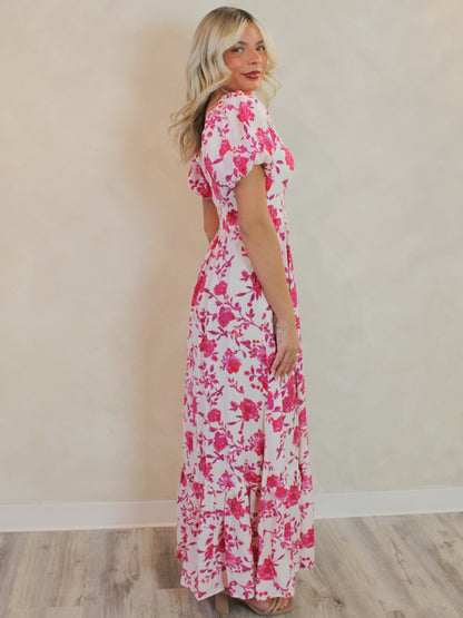 PINK FLORAL MAXI DRESS 