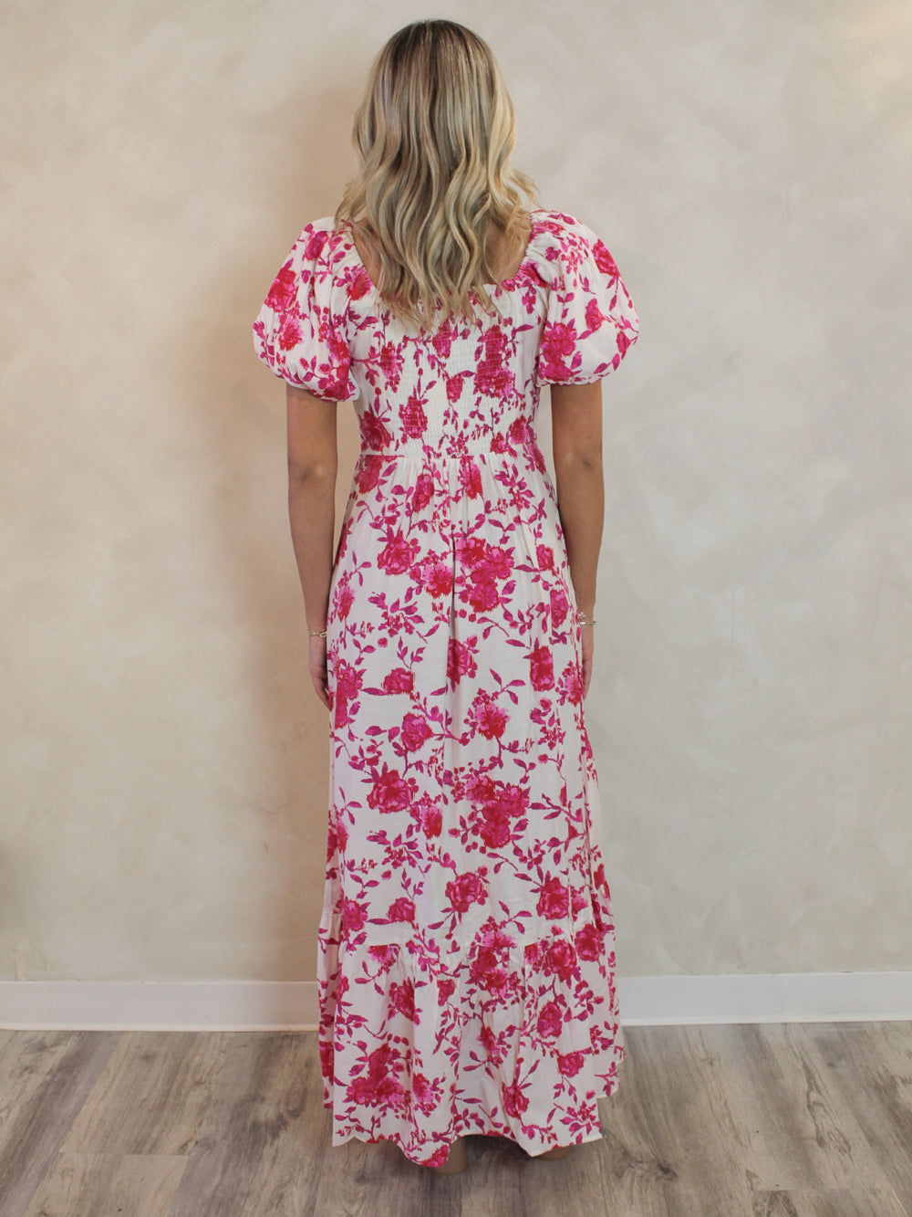 PINK FLORAL MAXI DRESS 