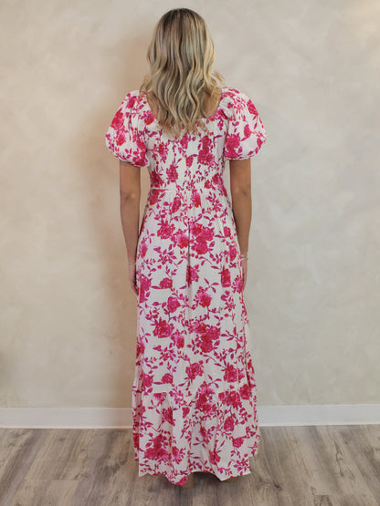 PINK FLORAL MAXI DRESS 