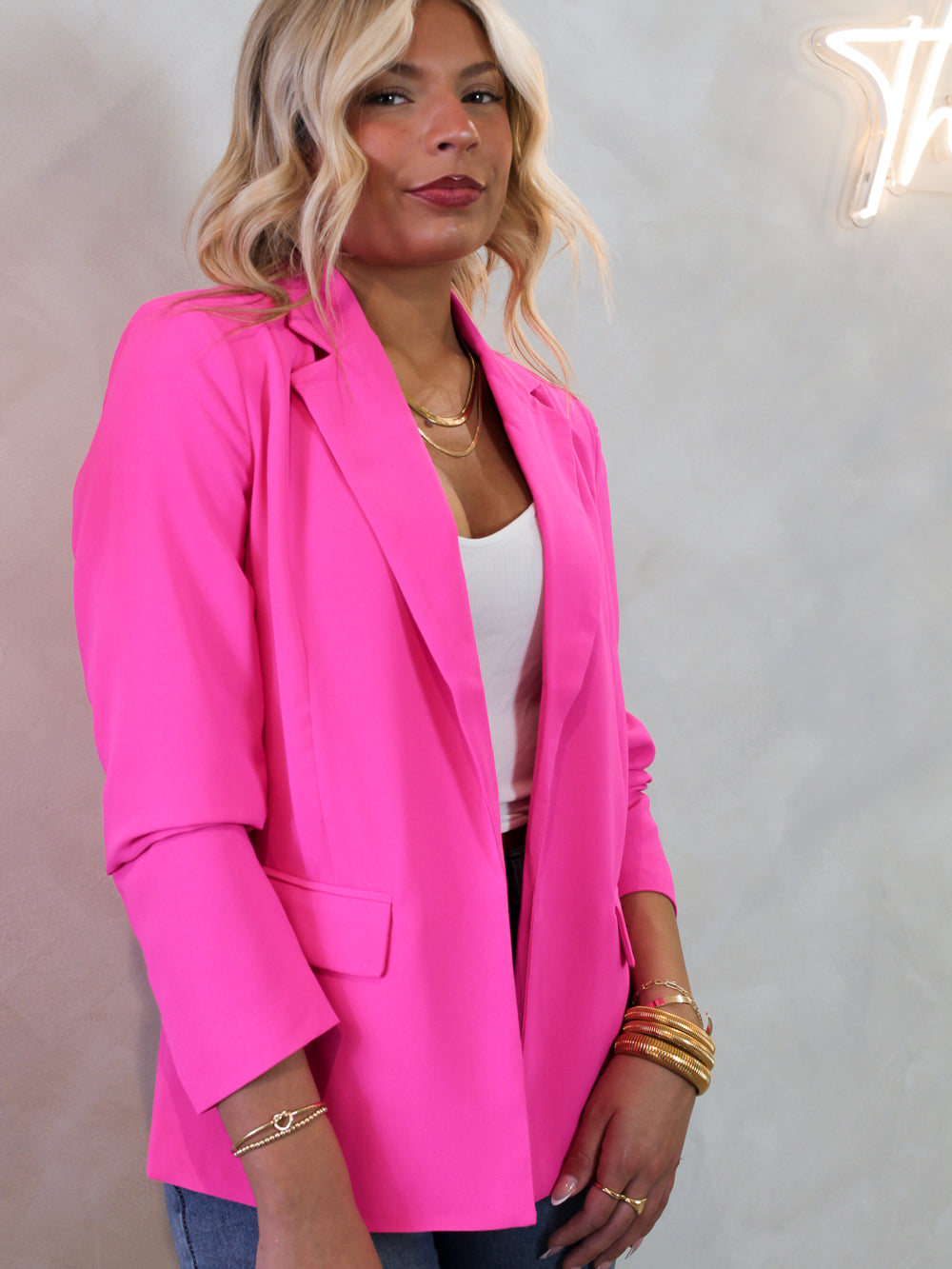 Steve Madden Hot Pink Peyton Tailored Blazer