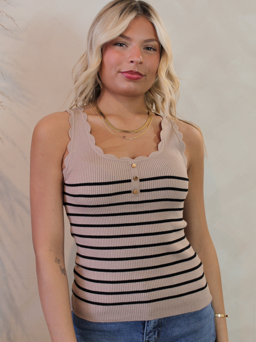 Scallop Striped Spring Tank