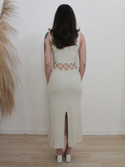 Summer Knit Maxi Dress with cut outs and back slit