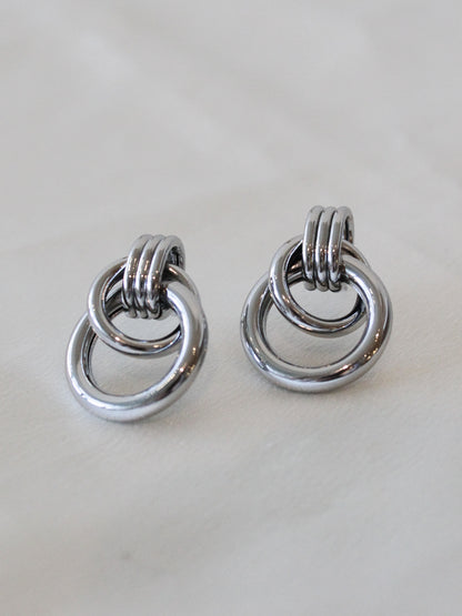 Silver Double Hoop Stud Earring 