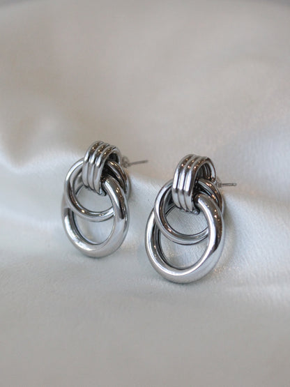 Geometric, Silver Hoop Earring 