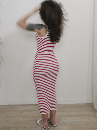 Cute Red & White Striped Dress for summer