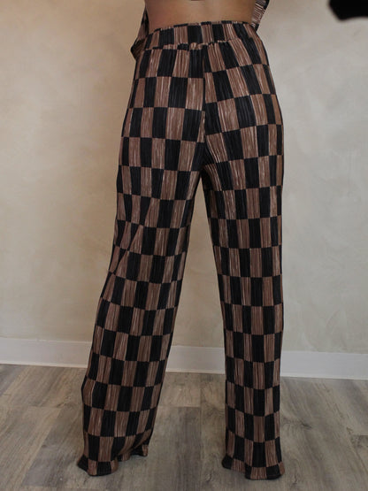 Black and Brown Plisse Pant