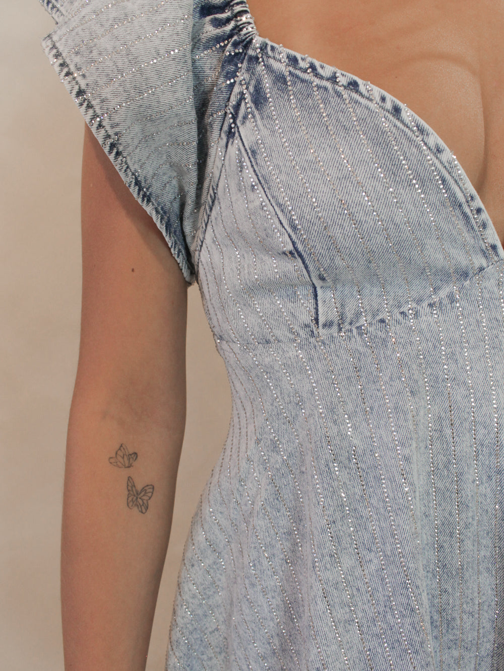 Cute Denim Dress with Sparkles