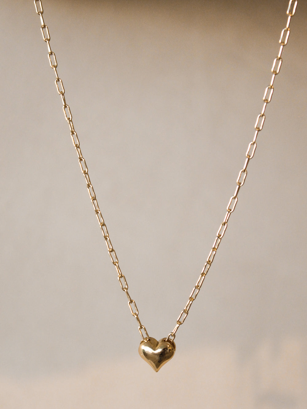 Gold Chain Necklace with Heart Pendant