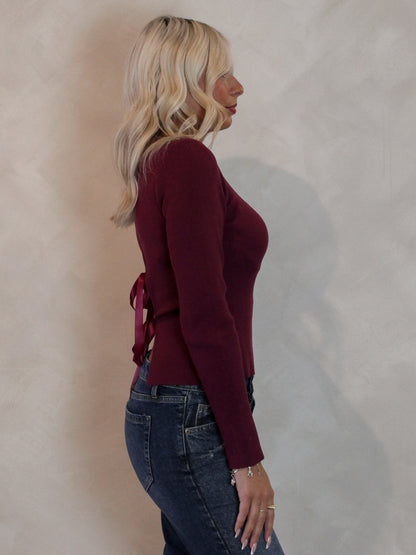 Bow Detail Sweater | Burgundy