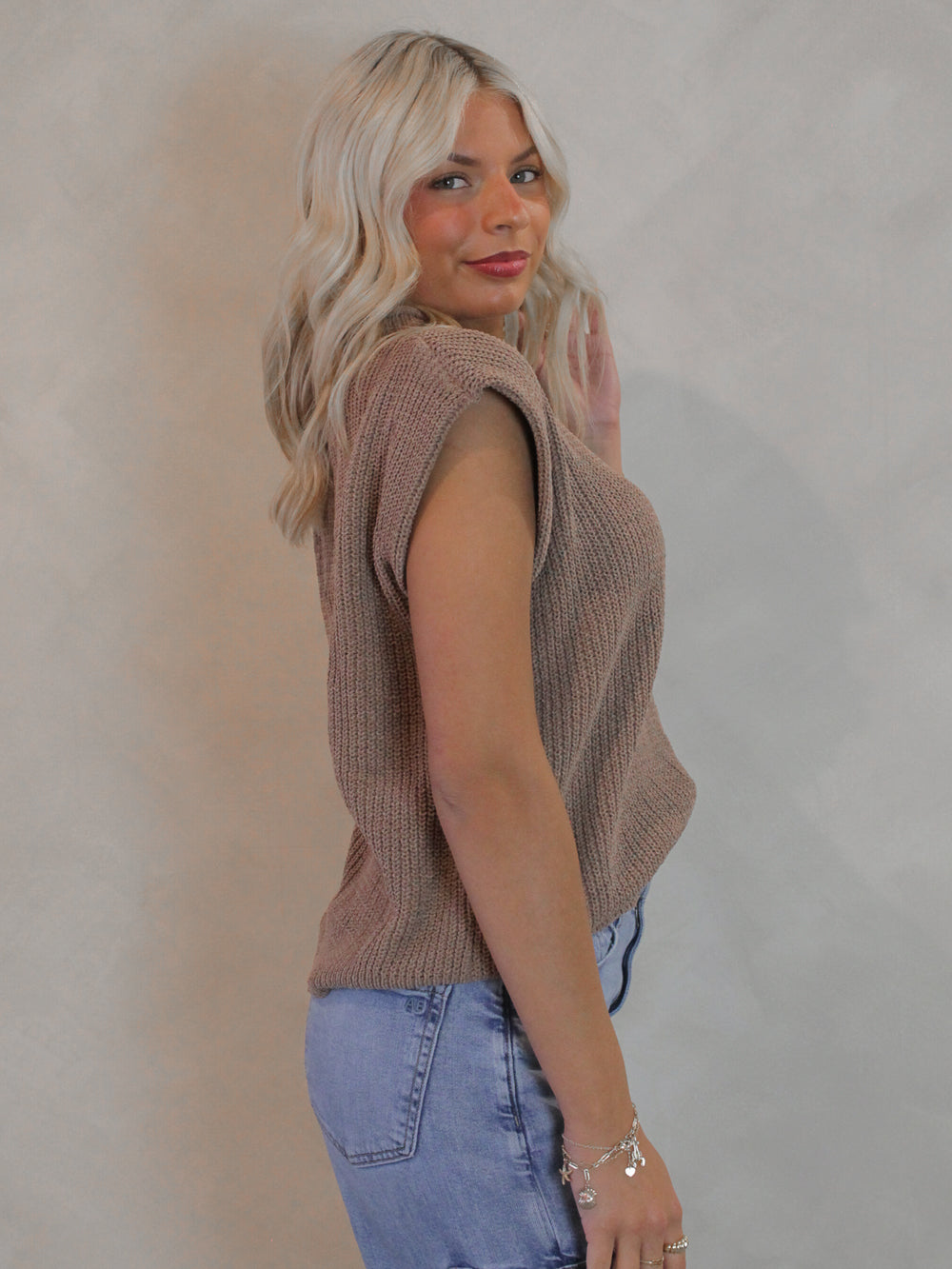 Mocha Sleeveless Sweater
