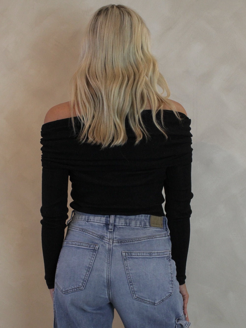 Black off the shoulder sweater