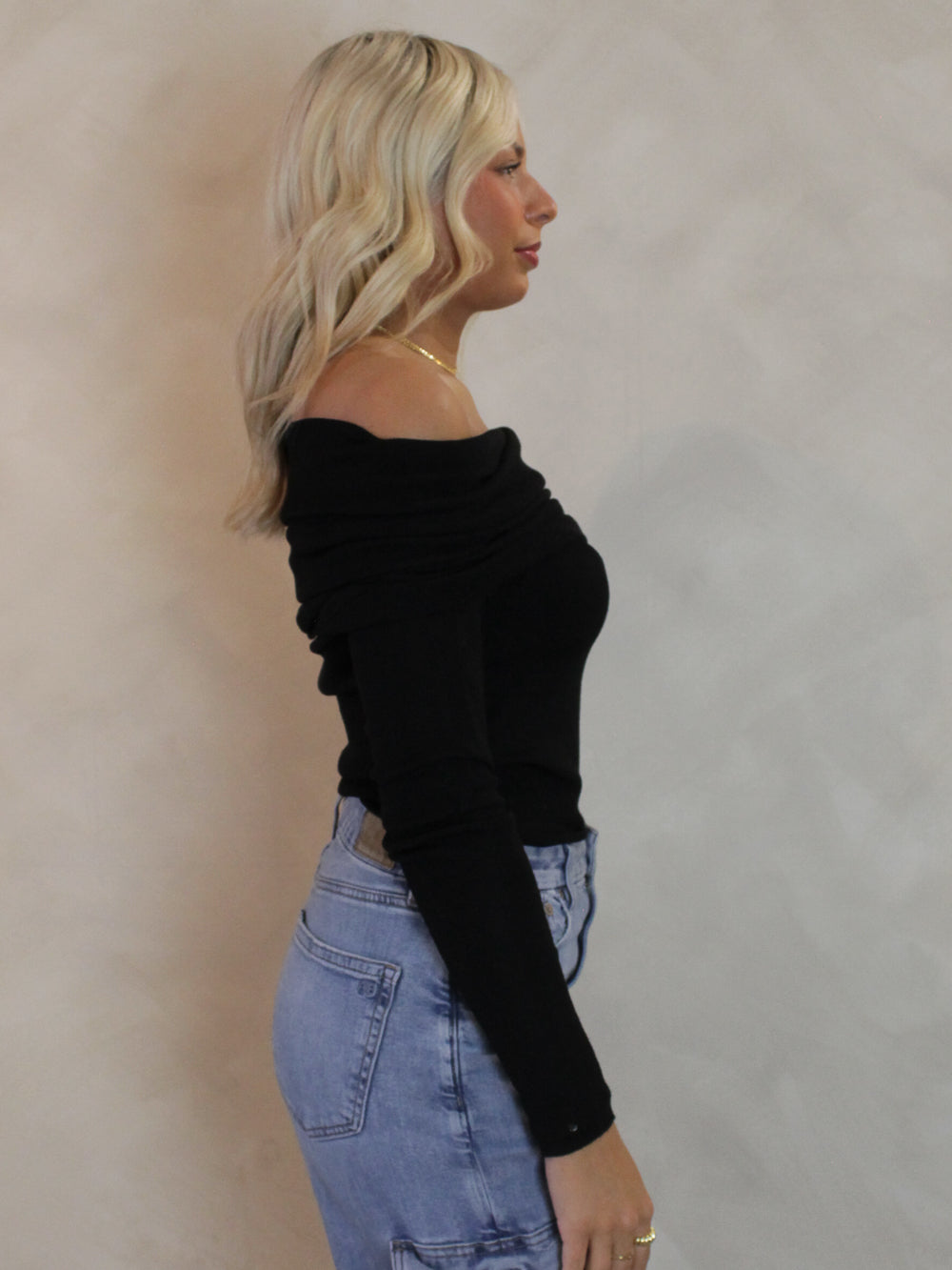 Black off the shoulder sweater