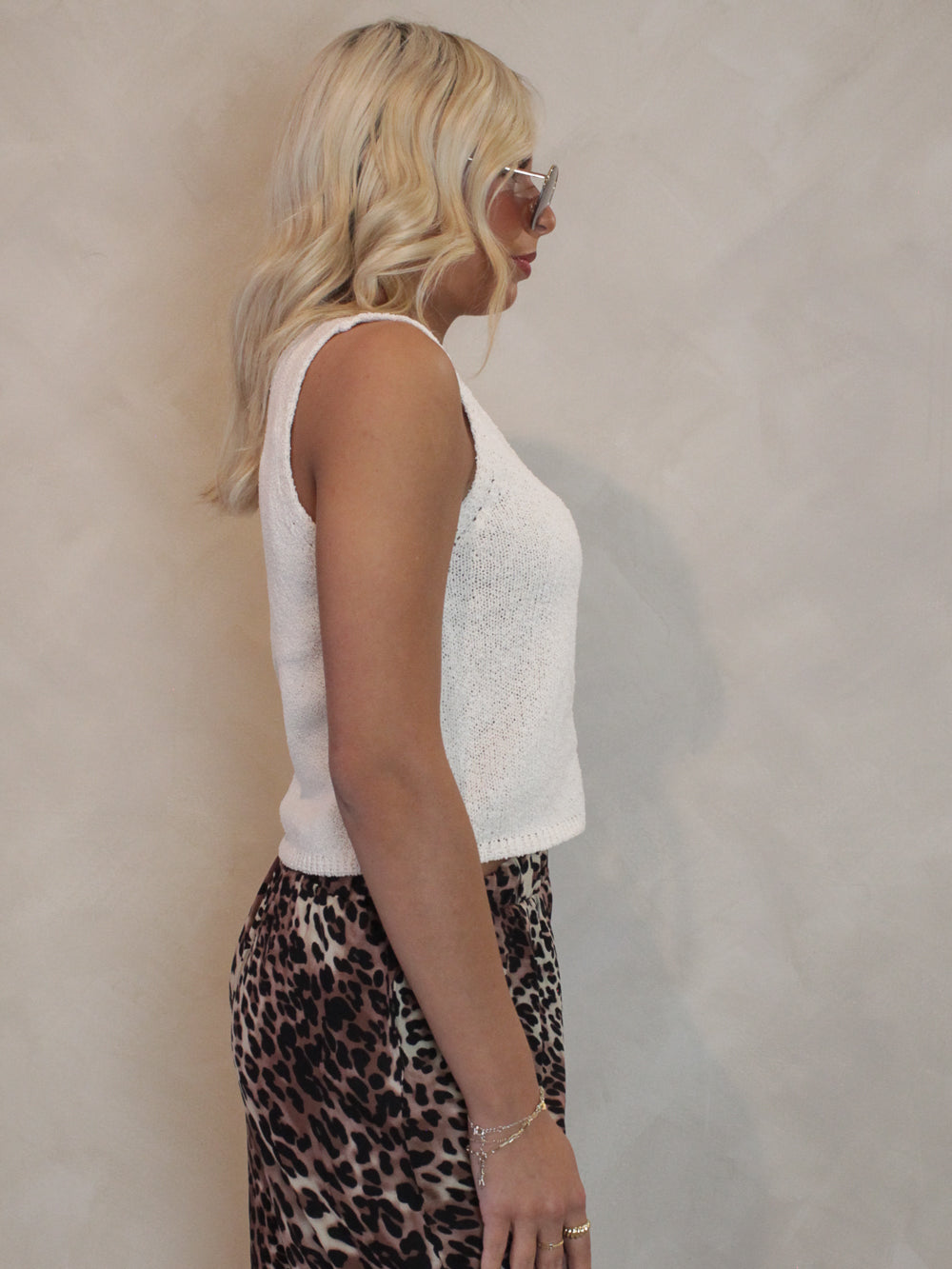 Cream Light Weight Sleeveless Sweater