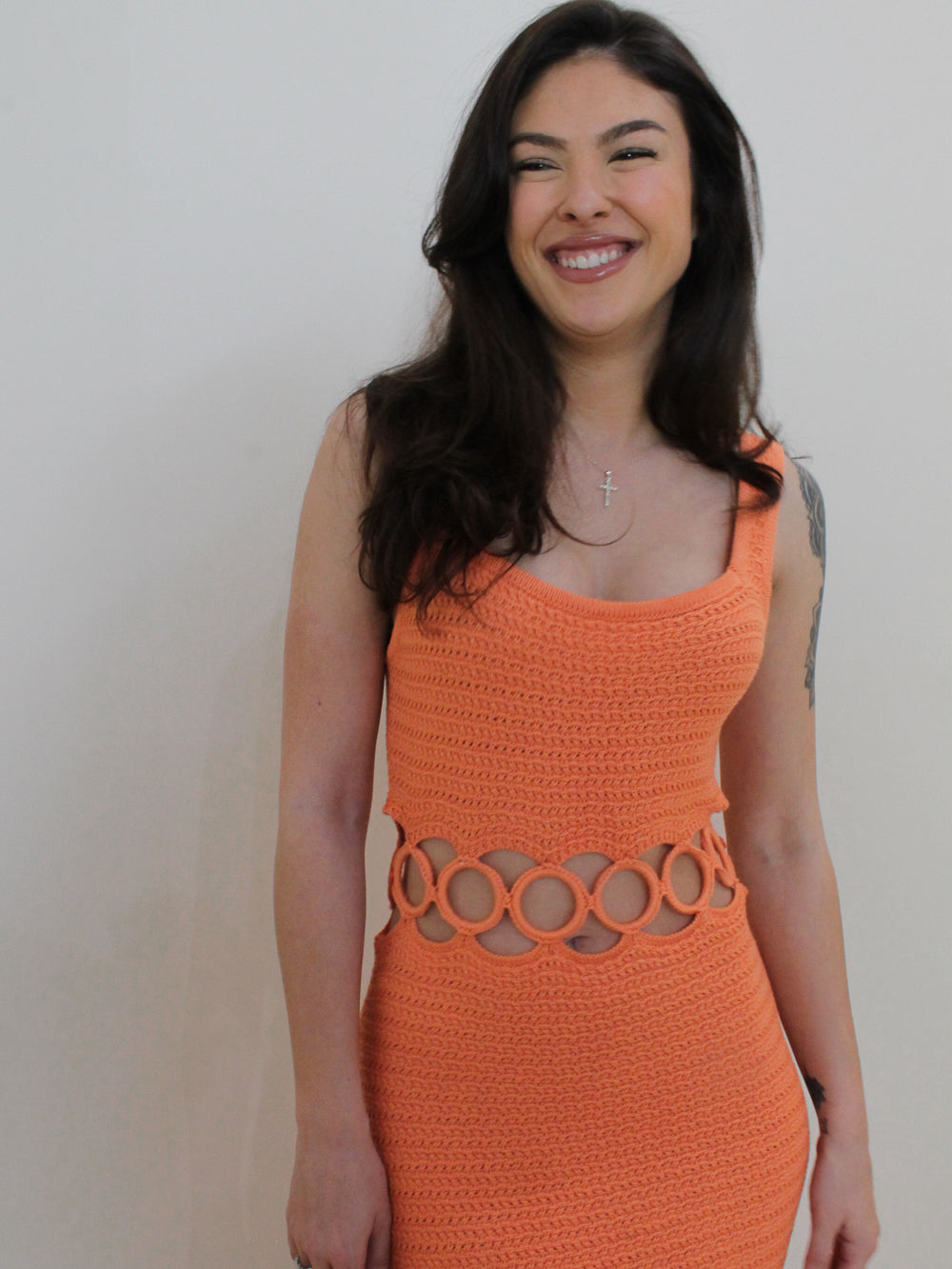 Orange Summer Knit Maxi Dress