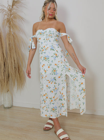 Floral off the shoulder maxi dress