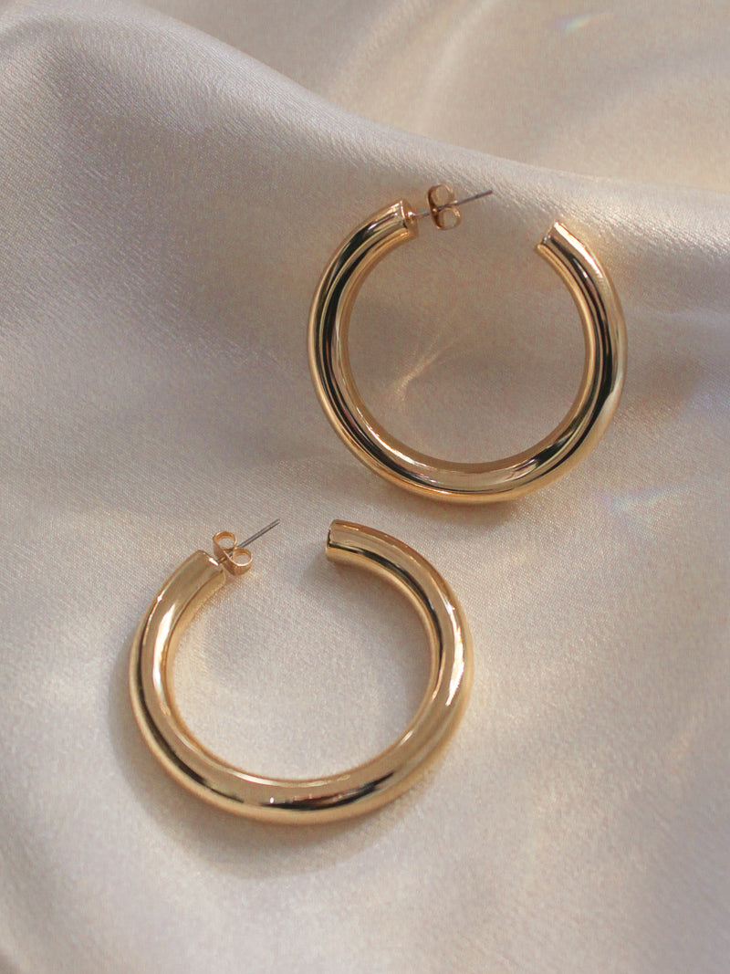 five and two Gold Jill Hoop Earrings | The Obcessory